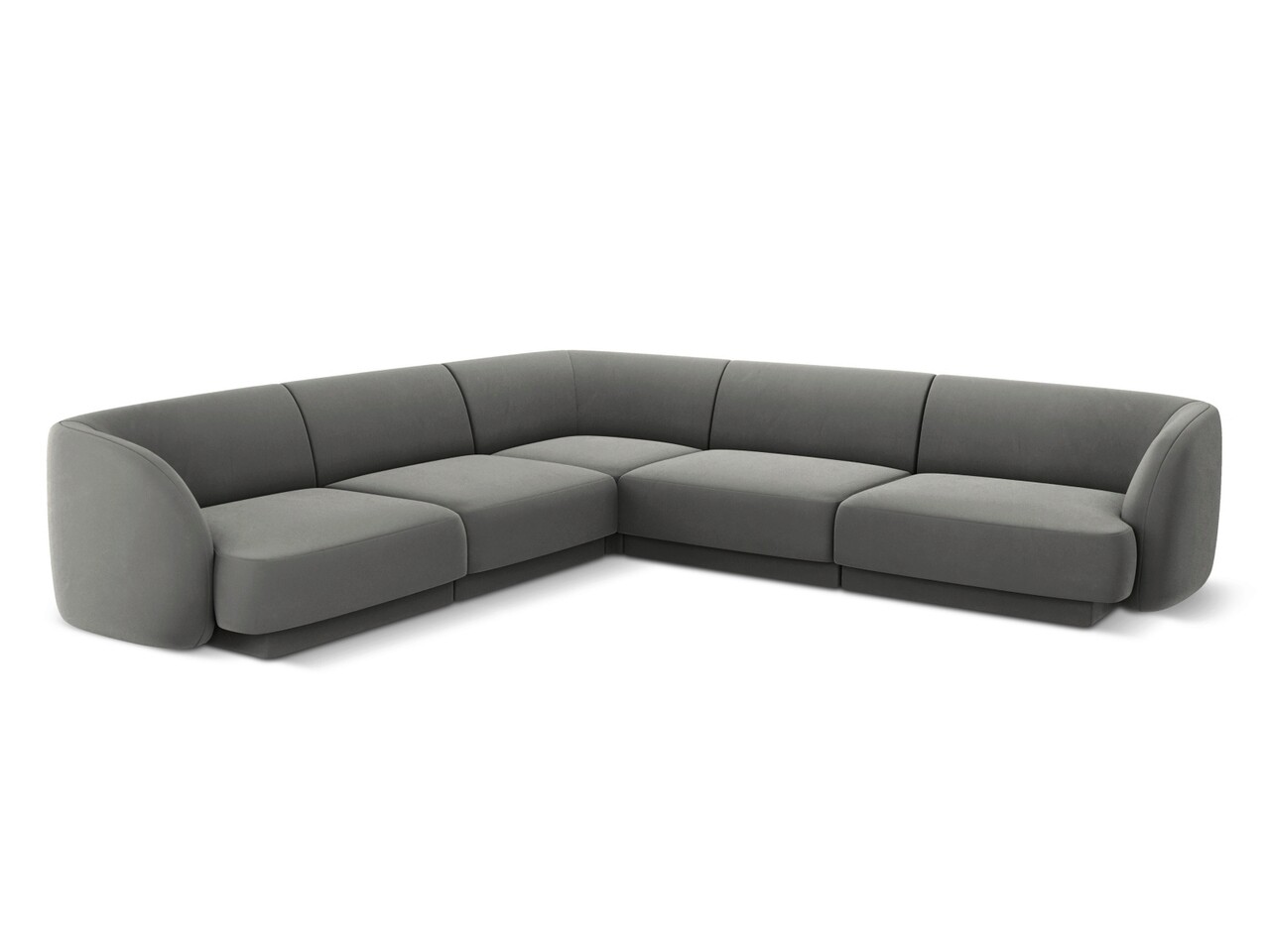 Coltar simetric 5 locuri, Miley, Micadoni Home, BL, 252x252x74 cm, catifea, gri deschis - imagine 6